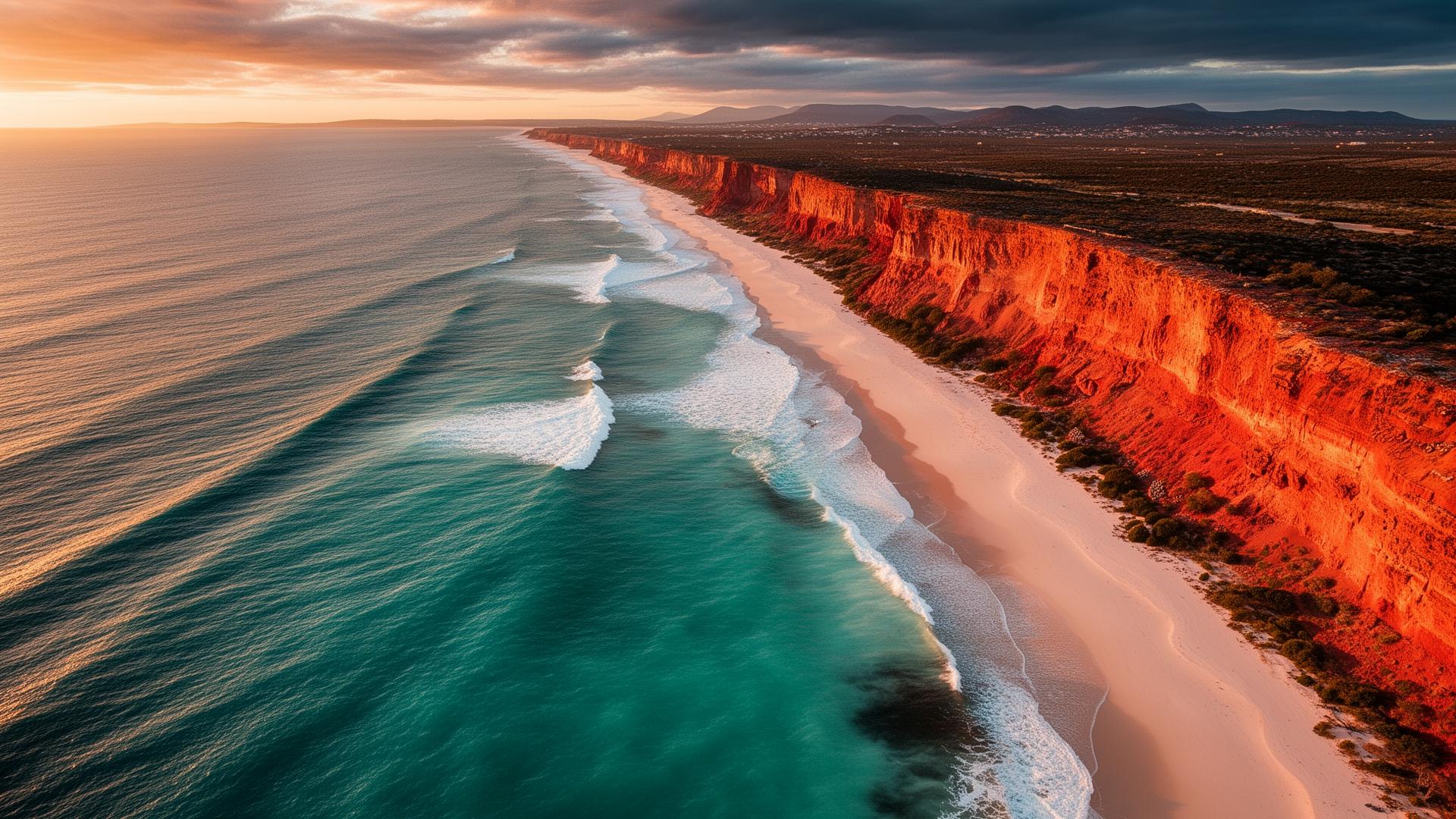 Western Australia coastline at sunset